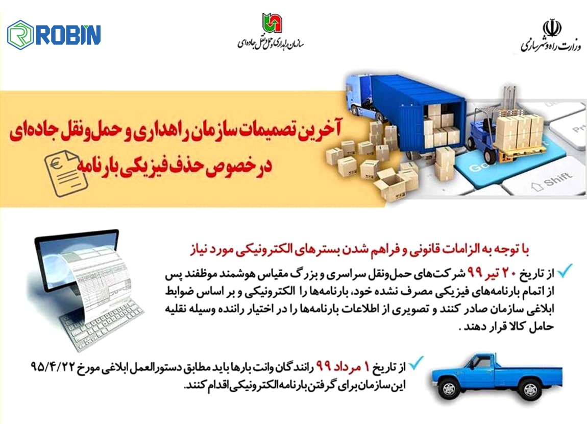 تحول در فرآیندهای مدیریت حمل و نقل کالا با صدور اسناد حمل الکترونیکی و حذف فیزیک بارنامه تحول در فرآیندهای مدیریت حمل و نقل کالا با صدور اسناد حمل الکترونیکی و حذف فیزیک بارنامه